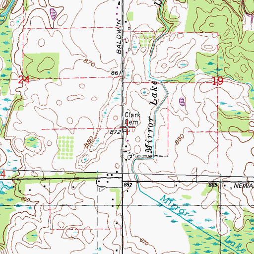 Topographic Map of Clark Cemetery, MI
