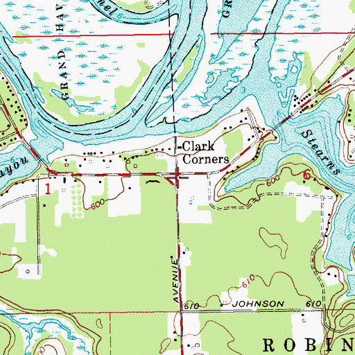Topographic Map of Clark Corners, MI