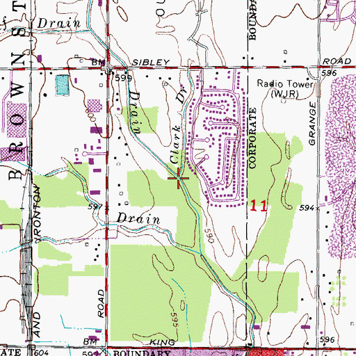 Topographic Map of Clark Drain, MI
