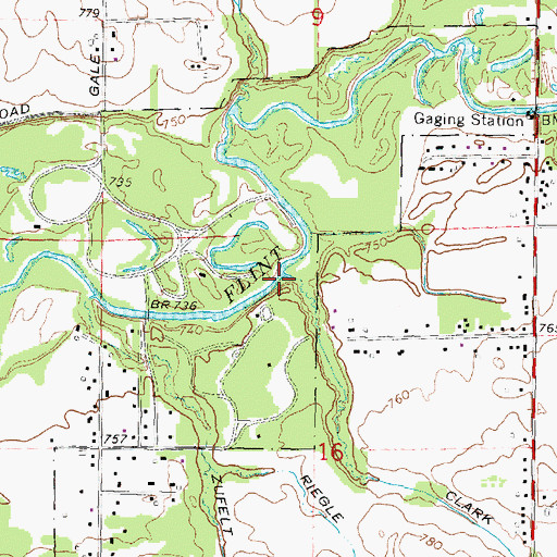 Topographic Map of Clark Drain, MI