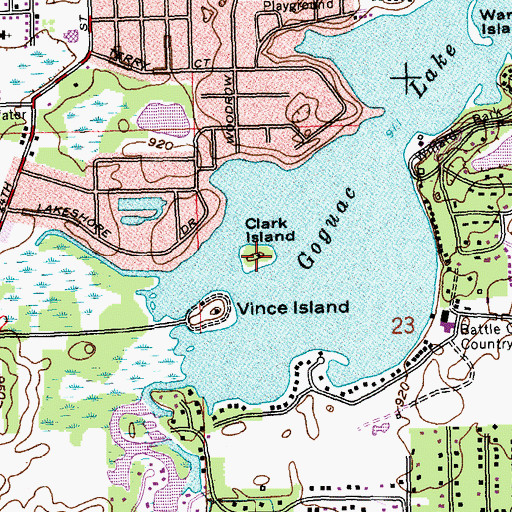 Topographic Map of Clark Island, MI