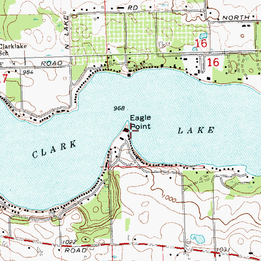 Topographic Map of Clark Lake, MI