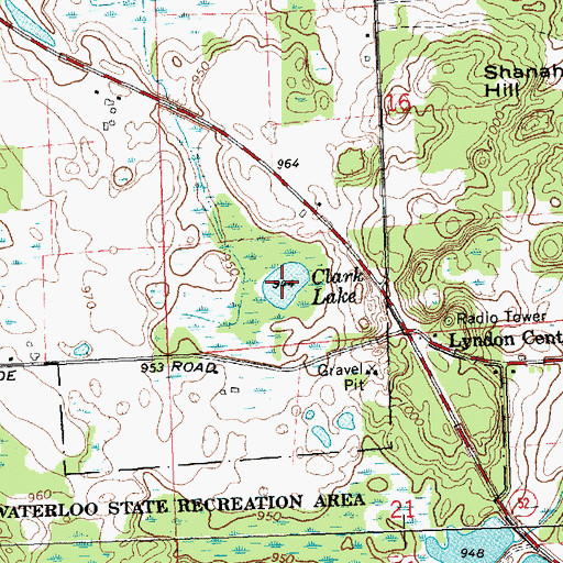 Topographic Map of Clark Lake, MI