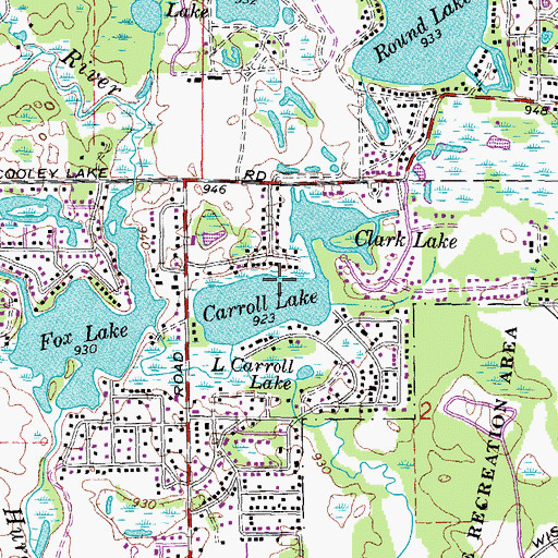 Topographic Map of Clark Lake, MI
