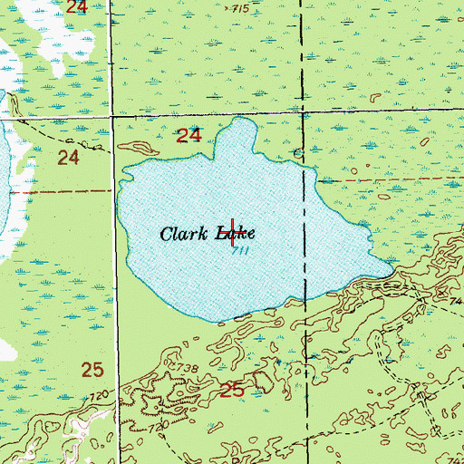 Topographic Map of Clark Lake, MI