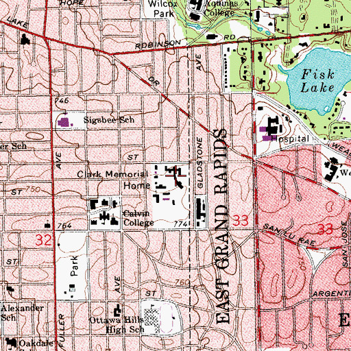 Topographic Map of Clark Memorial Home, MI