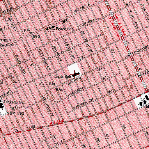 Topographic Map of Clark School, MI