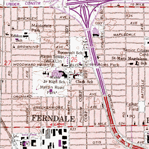 Topographic Map of Clark School, MI