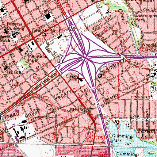 Topographic Map of Clark School, MI