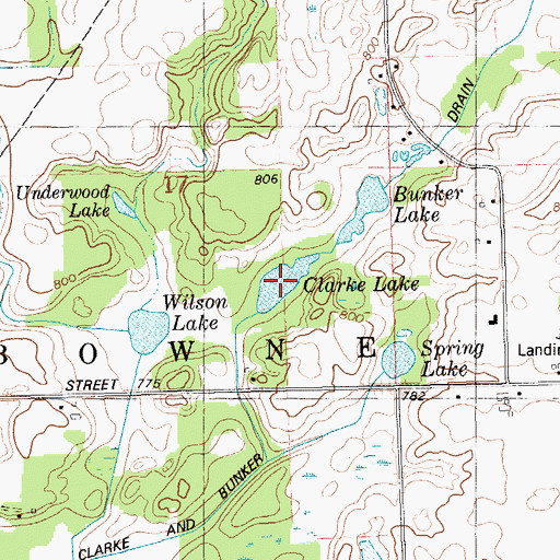 Topographic Map of Clarke Lake, MI