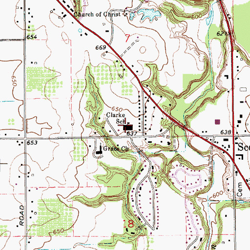 Topographic Map of Clarke School, MI