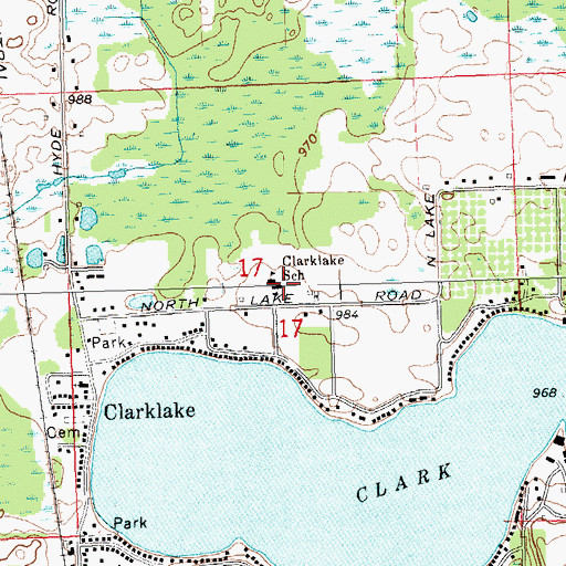 Topographic Map of Clarklake School, MI