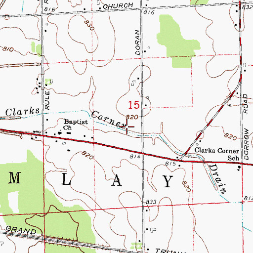 Topographic Map of Clarks Corner Drain, MI