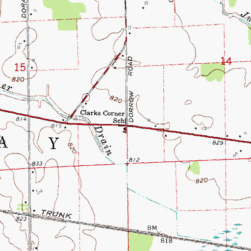 Topographic Map of Clarks Corner School, MI