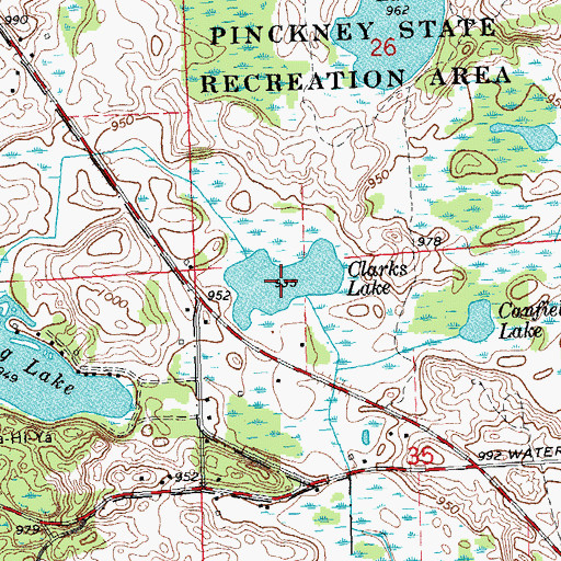 Topographic Map of Clarks Lake, MI