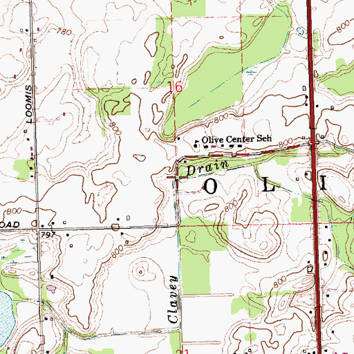 Topographic Map of Clavey Drain, MI