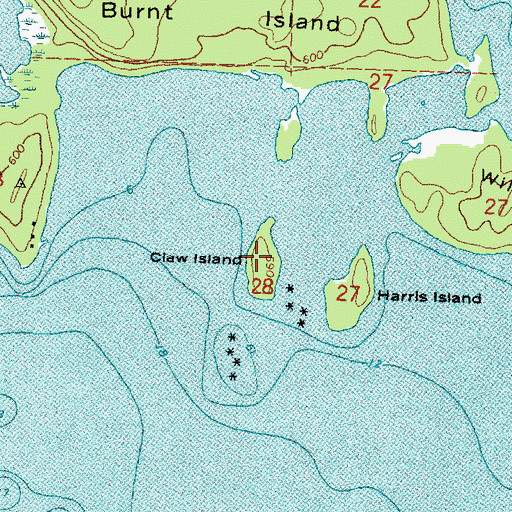 Topographic Map of Claw Island, MI