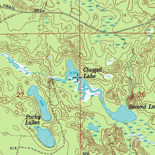 Topographic Map of Claypit Lake, MI