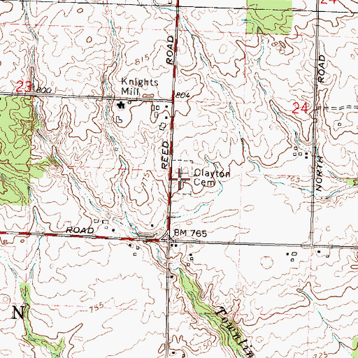 Topographic Map of Clayton Cemetery, MI