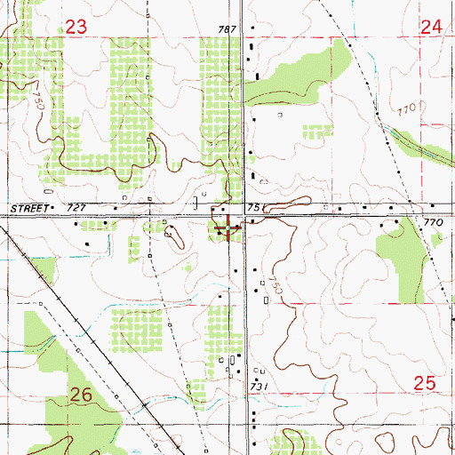 Topographic Map of Clayton School, MI