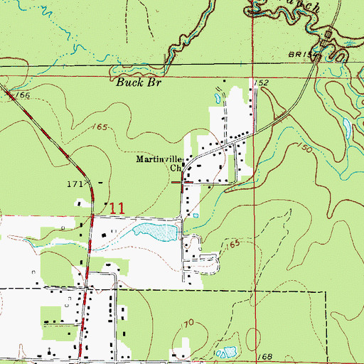Topographic Map of Martinville, AR