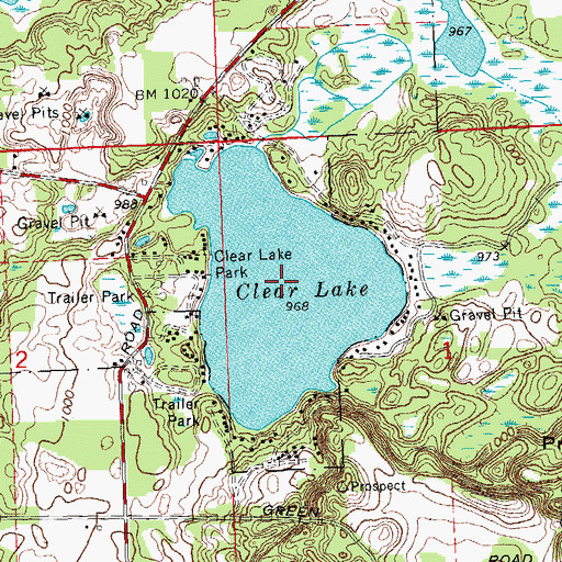 Topographic Map of Clear Lake, MI