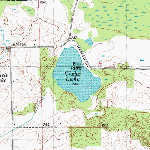 Topographic Map of Clear Lake, MI