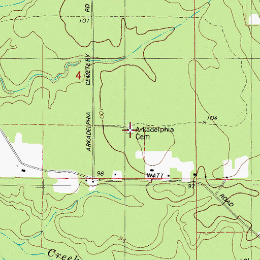 Topographic Map of Arkadelphia Cemetery, AR