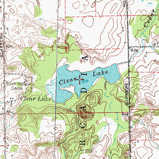 Topographic Map of Clear Lake, MI