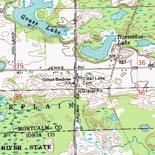 Topographic Map of Clear Lake Cemetery, MI