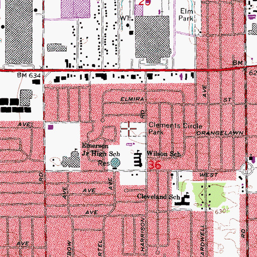 Topographic Map of Clements Circle Park, MI