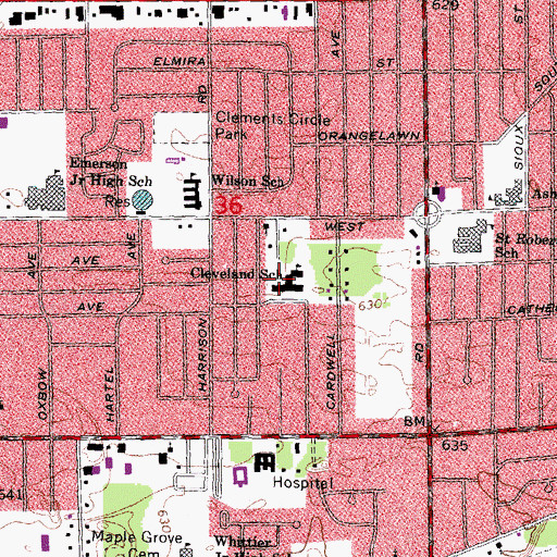 Topographic Map of Cleveland School, MI