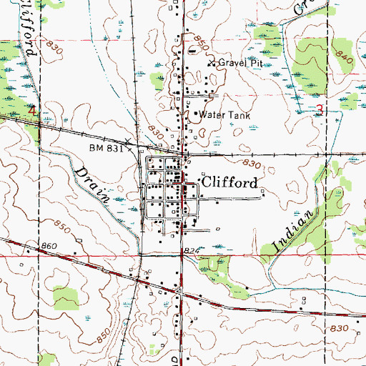 Topographic Map of Clifford, MI