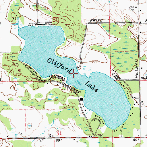Topographic Map of Clifford Lake, MI