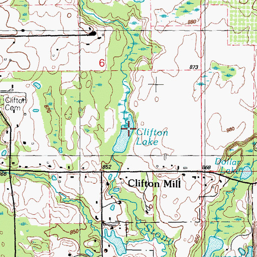 Topographic Map of Clifton Lake, MI