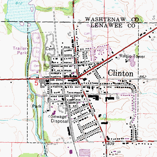 Topographic Map of Clinton, MI