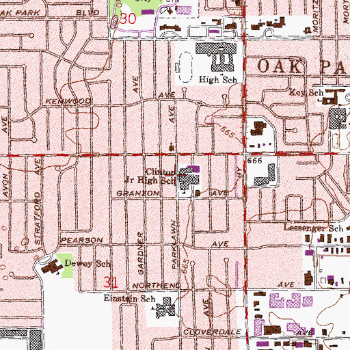 Topographic Map of Clinton Junior High School, MI