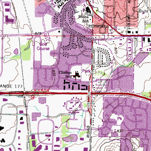 Topographic Map of Clinton School, MI