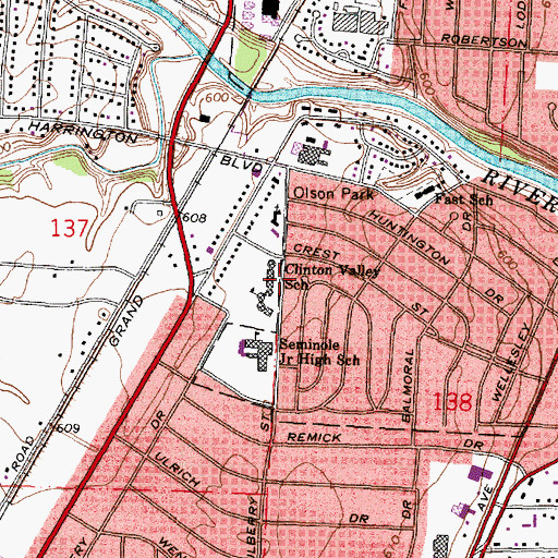 Topographic Map of Clinton Valley School, MI