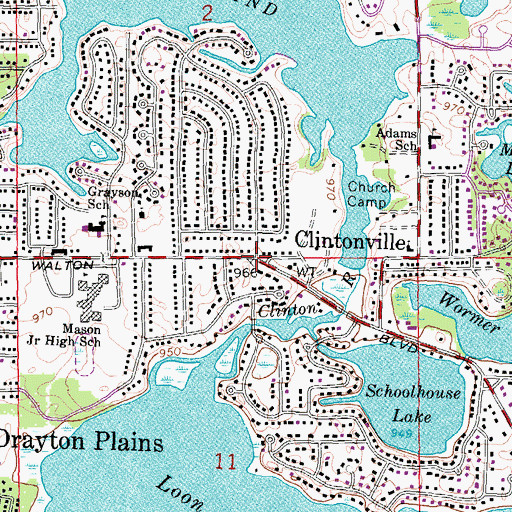 Topographic Map of Clintonville, MI
