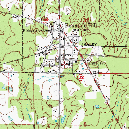 Topographic Map of Fountain Hill High School, AR