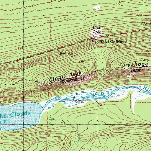 Topographic Map of Cloud Peak, MI