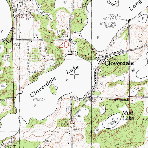 Topographic Map of Cloverdale Lake, MI