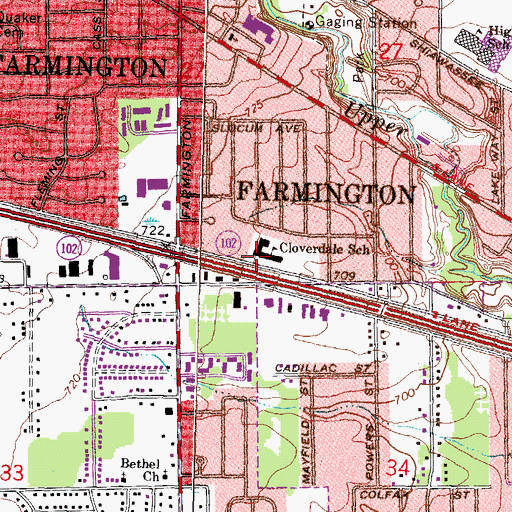 Topographic Map of Cloverdale School, MI