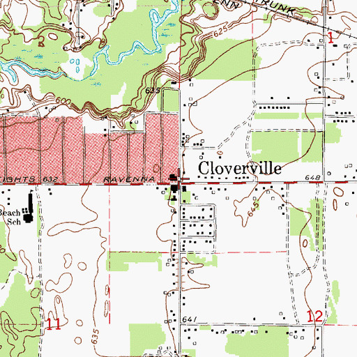 Topographic Map of Cloverville, MI