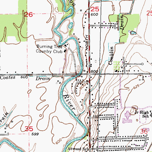 Topographic Map of Coates Drain, MI