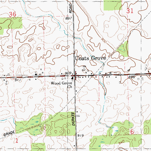 Topographic Map of Coats Grove, MI