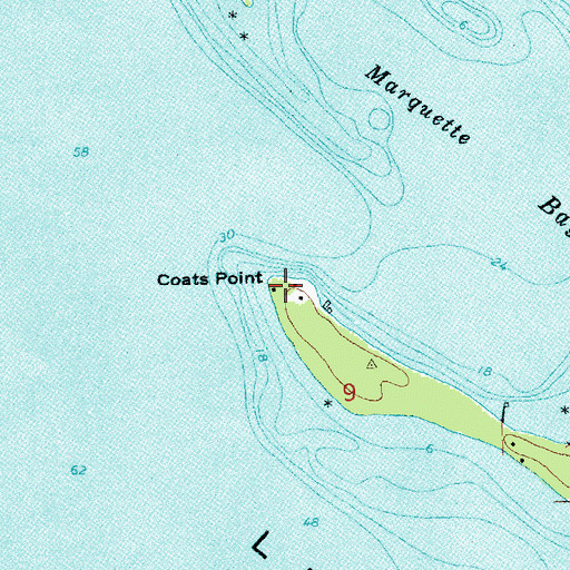 Topographic Map of Coats Point, MI