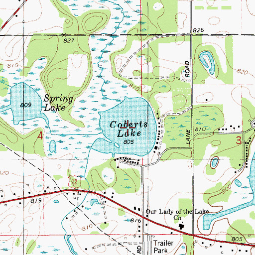 Topographic Map of Coberts Lake, MI