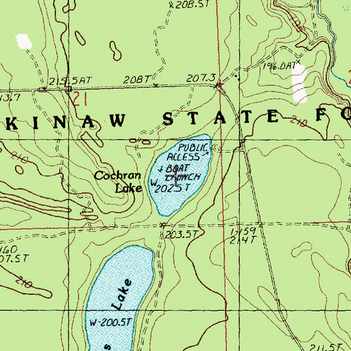 Topographic Map of Cochran Lake, MI